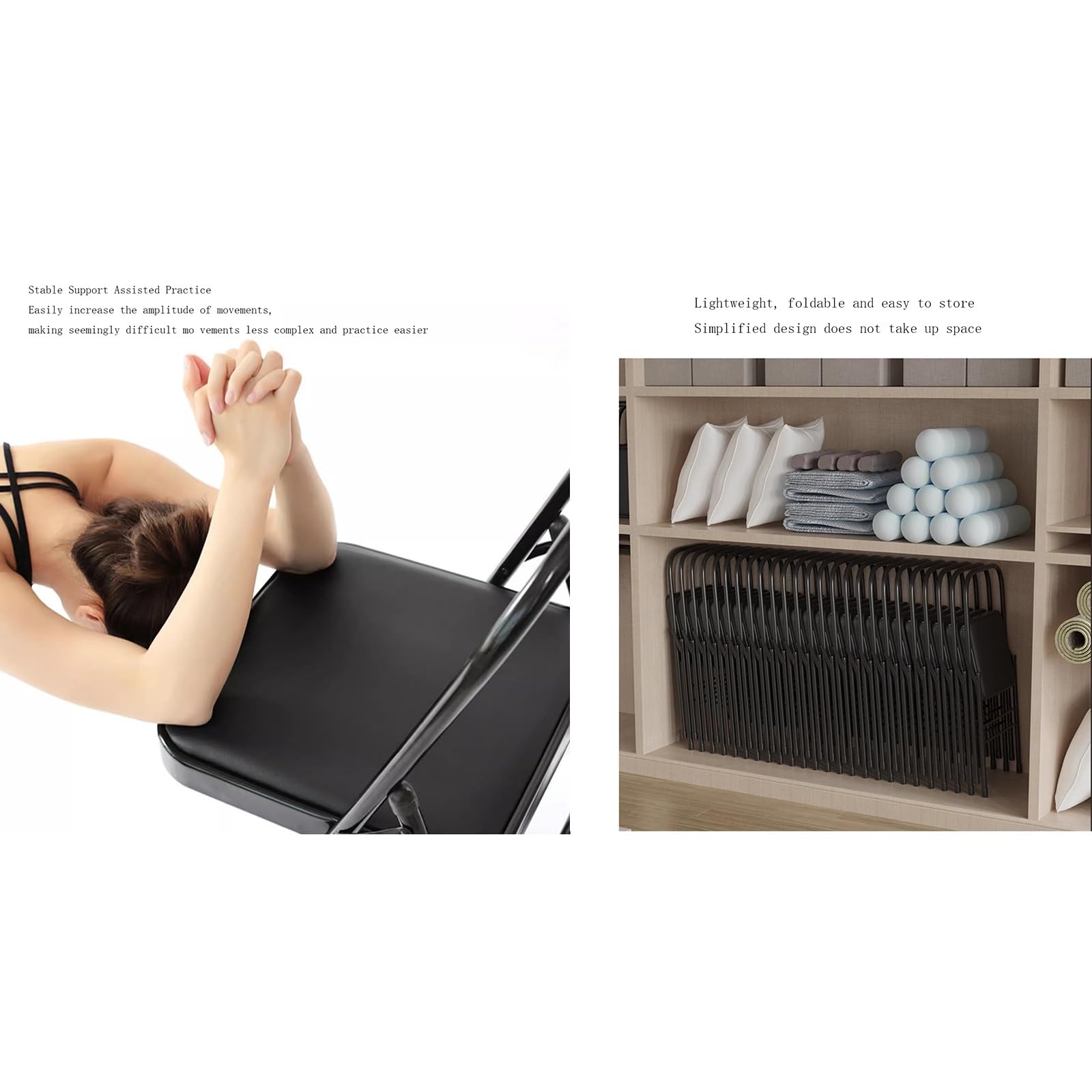 Silla de yoga ajustable sin respaldo de poliuretano, plegable, silla de apoyo disponible en 7 colores (blanco) – perfecta para uso doméstico o estudio