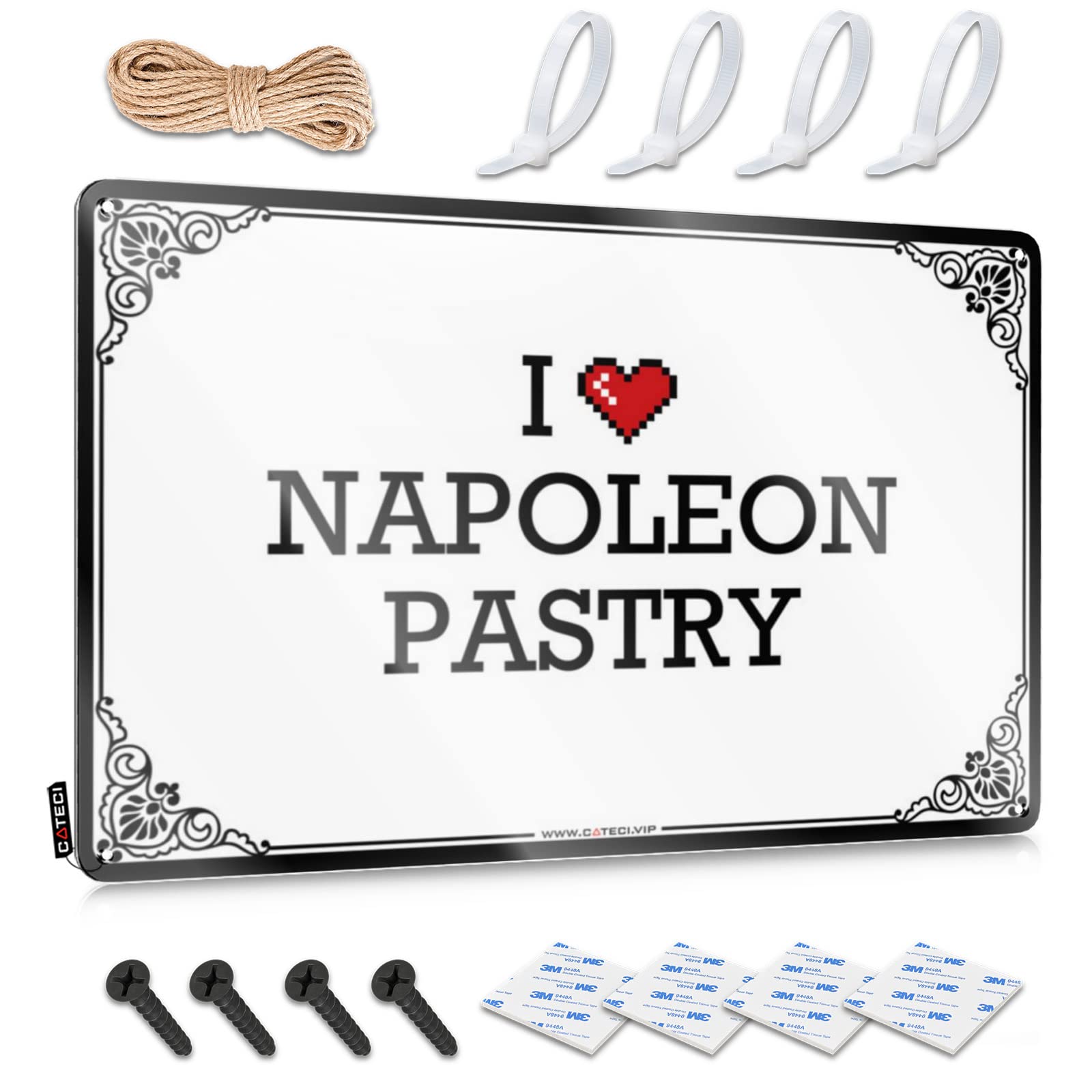 Wall Signs Ideas Waterproof Artwork, Western Retro Print For Cafe Pub Porch | Tiki Pre-drilled Custom I Love Napoleon Pastry(30X40CM)