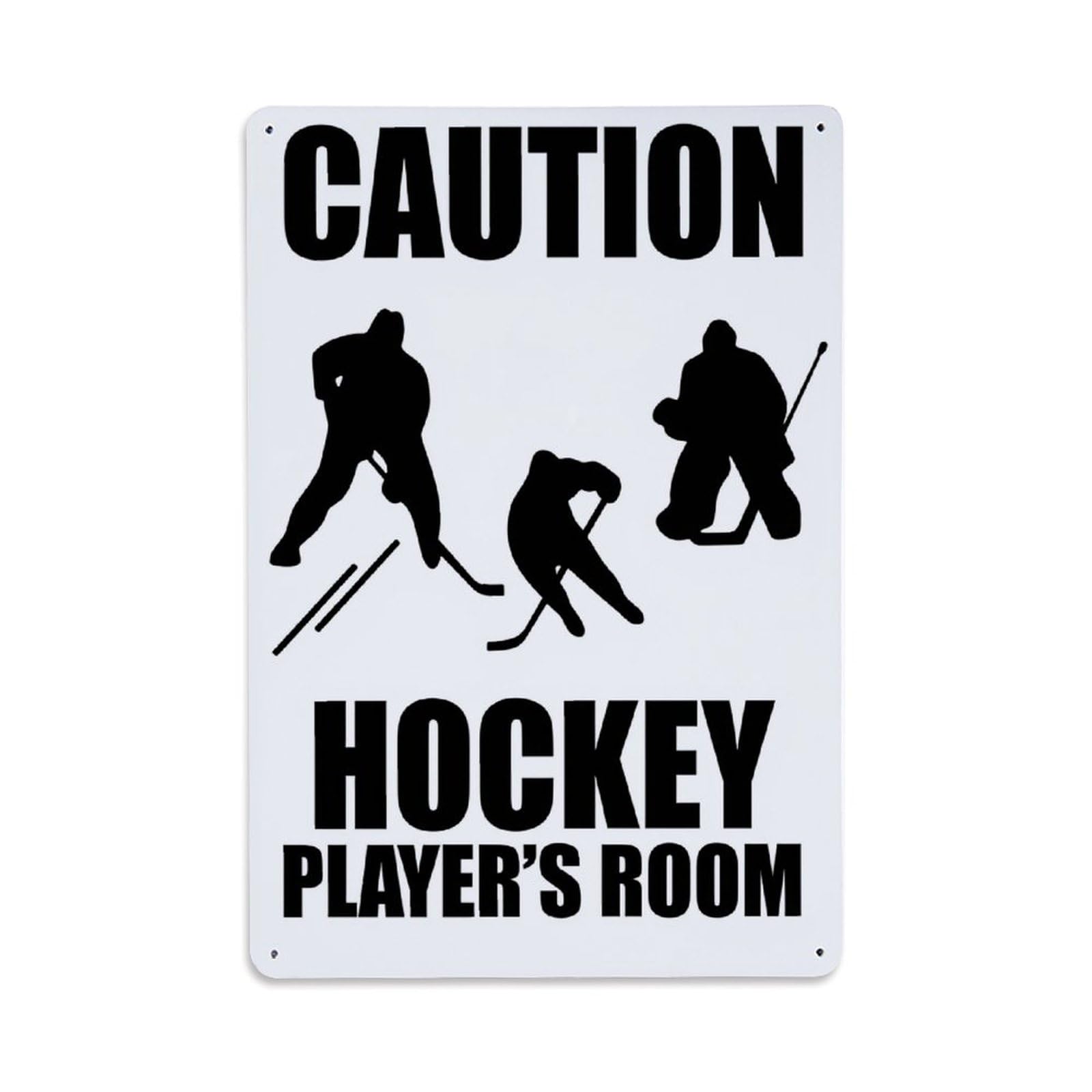 Enderetf Vintage Caution Hockey Player's Room Tin Sign Metal Poster, Home Bar Garage Man Cave Cafe Indoor & Outdoor Wall Decoration 8X12inches