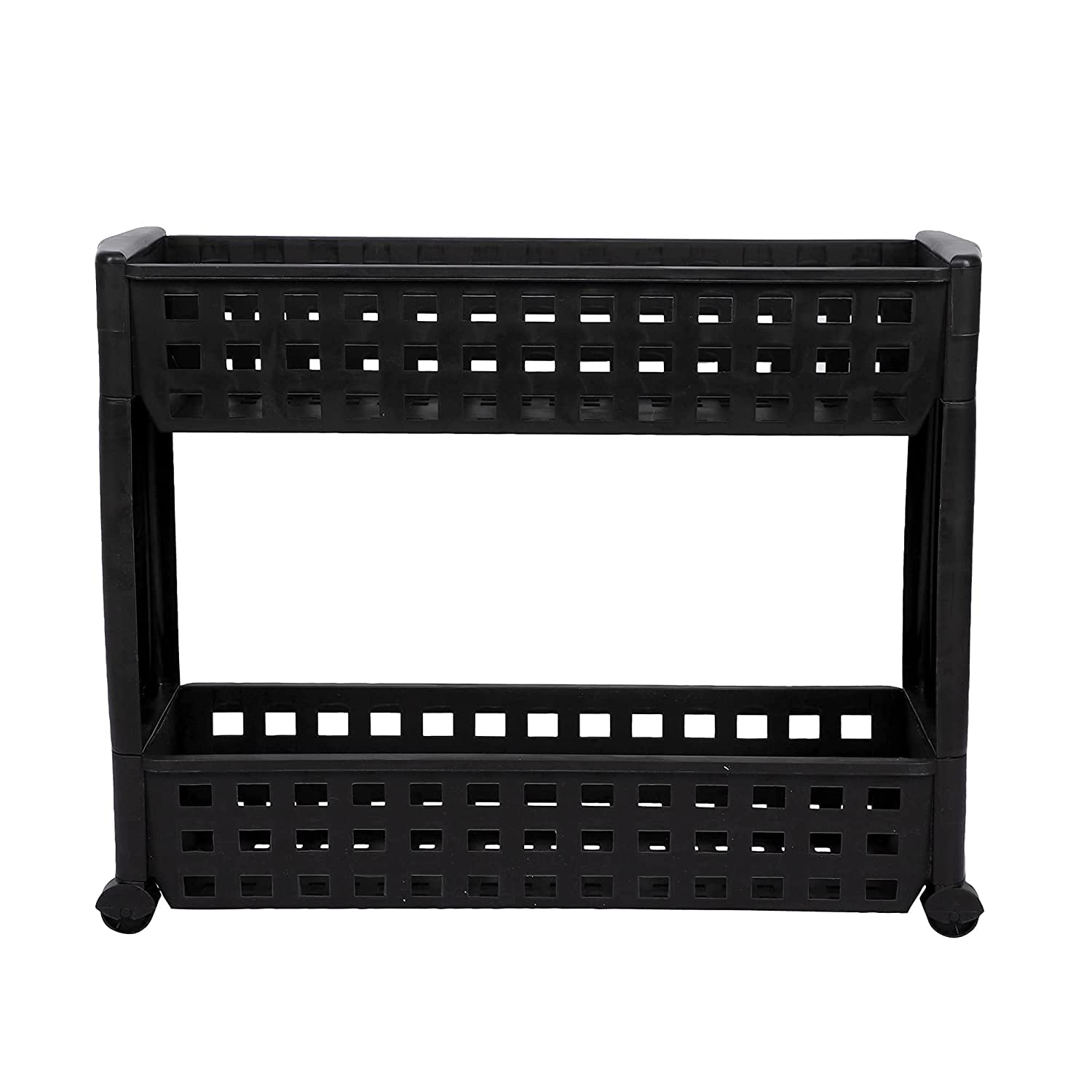2 Layer Multipurpose Kitchen Storage Slim Rack with Wheels for Home, Office, Bedroom and Bathroom (2 Shelf, Black)-picture-11