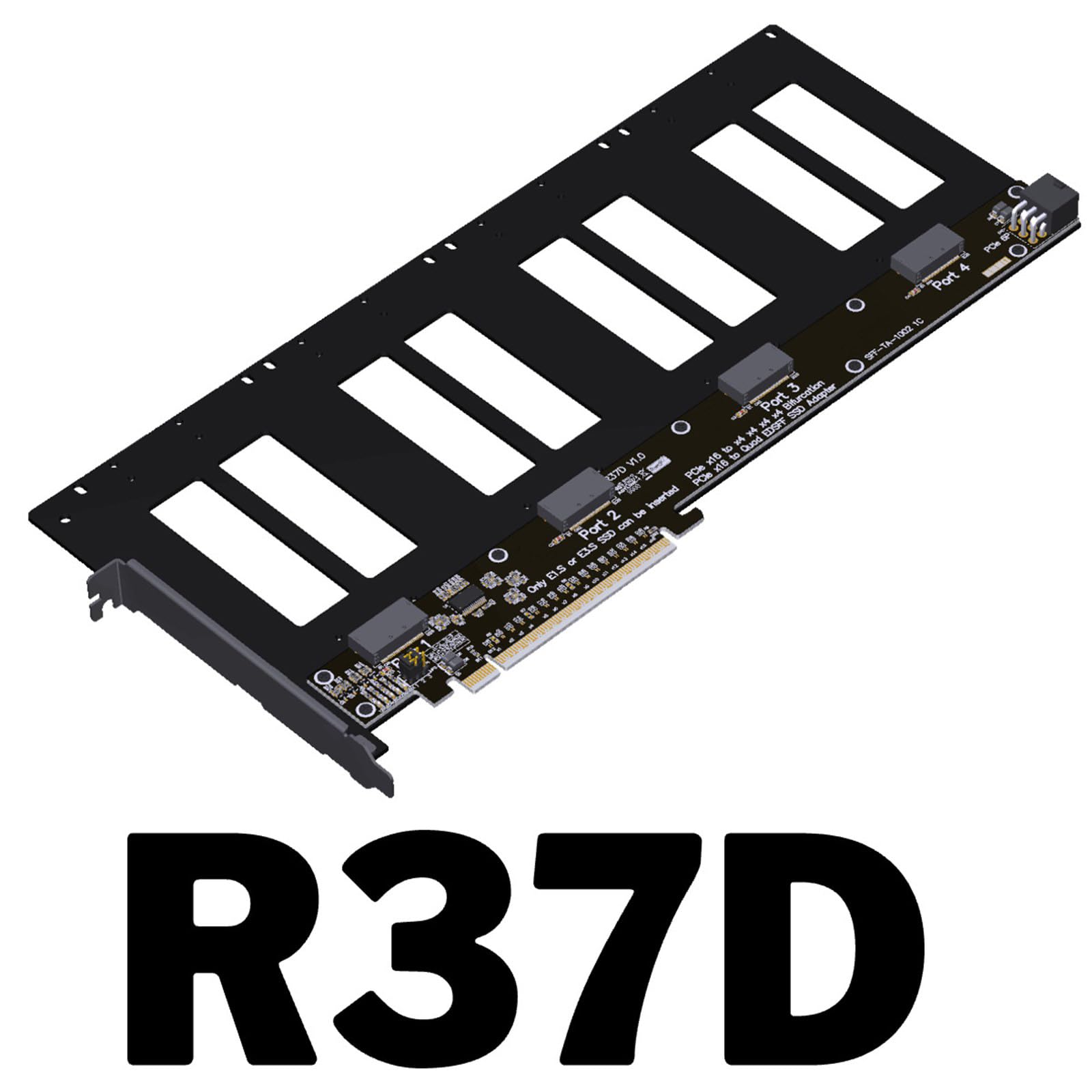 PCIe 5.0 X16 a 4 puertos Bifurcation Splitter tarjeta adaptadora, R37A