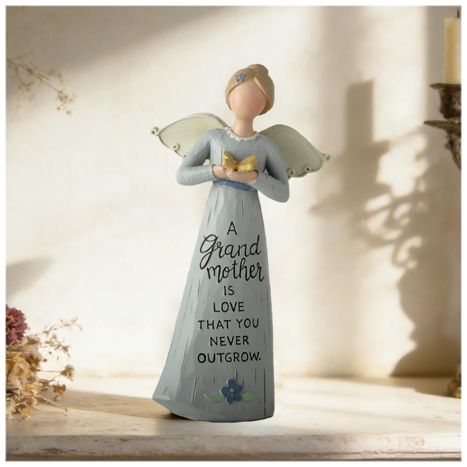 5.24'' Grandmother Angel Figurine with Butterfly – Beautiful Resin Angel Statue with Inspirational Quote, Heartfelt Gift for Grandma, Perfect Home Décor
