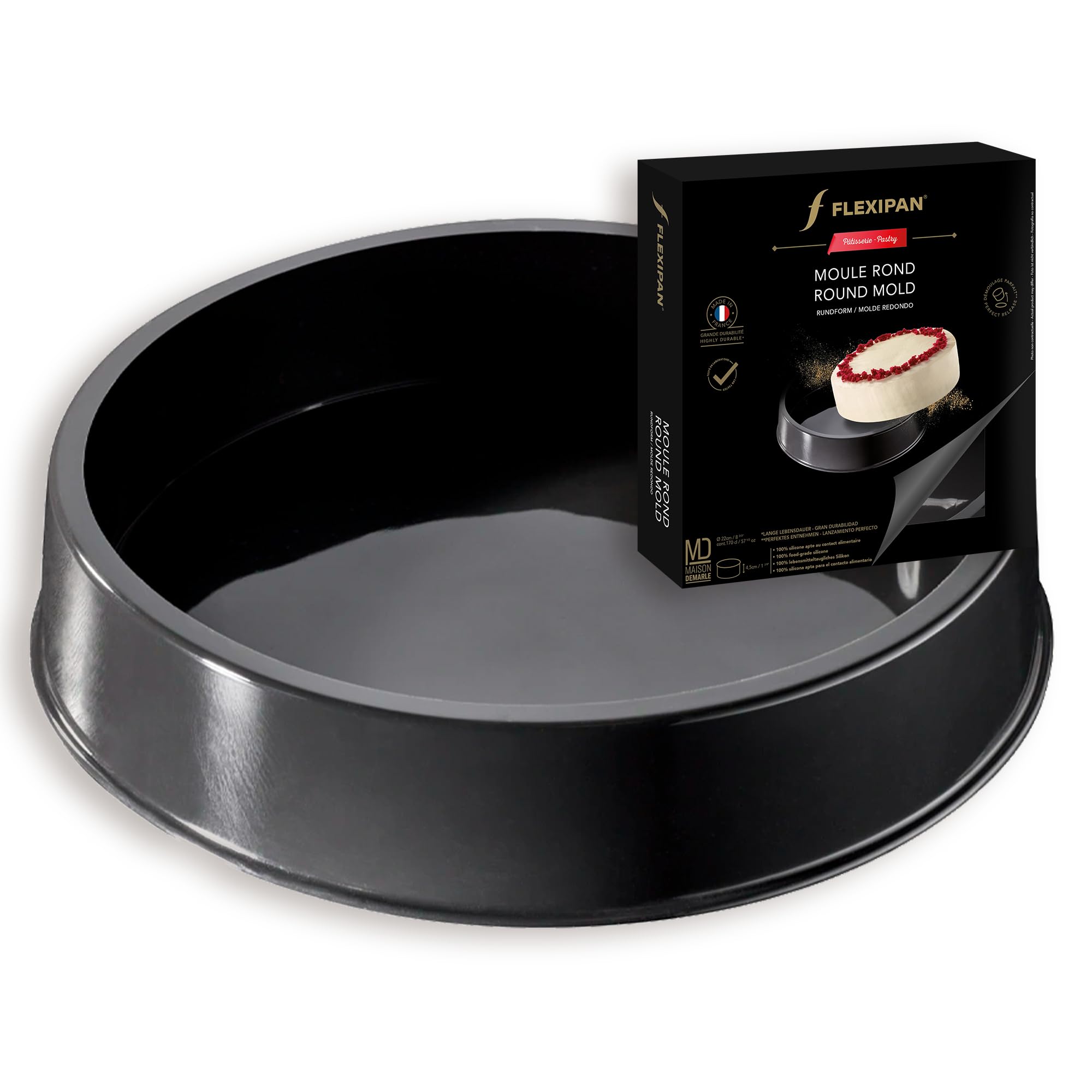Flexipan Moule Gateau Rond – Patisserie, Tarte, Cake, Entremets - Plat Four Multi-Usages, Cuisson Homogène, Antiadhésif, Profondeur Optimale - Accessoire Démoulage Facile - Anniversaire, Occasions