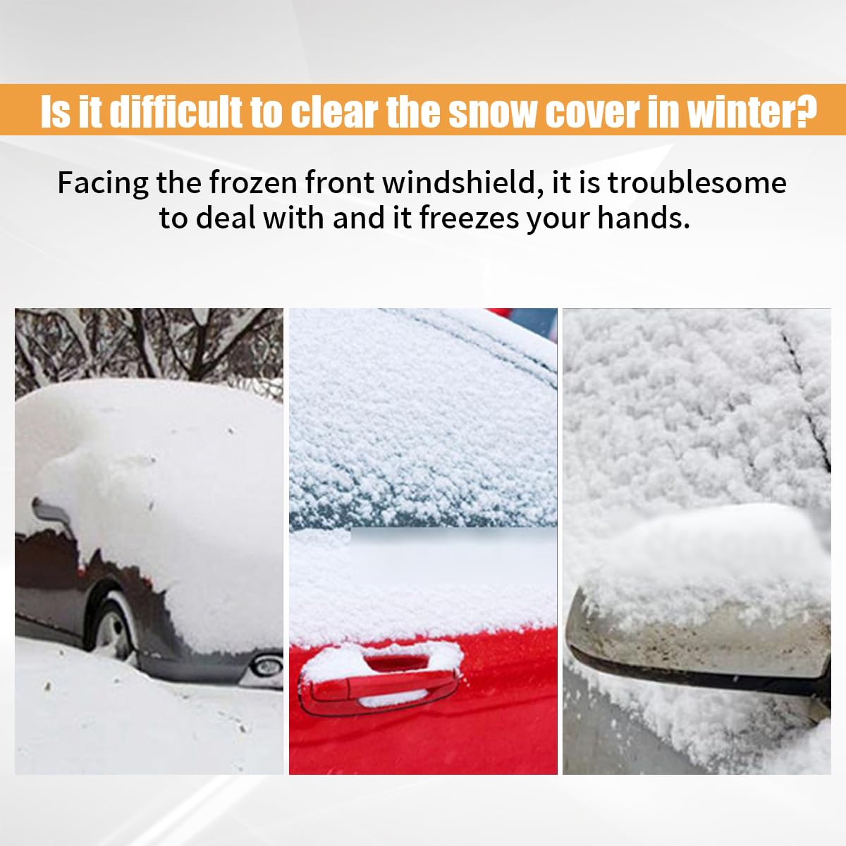 GLSOWEE Ice Scraper Mitt For Car Windshield, Warm Ice And Snow Scraping Gloves, Scraper With Foam Grip, Waterproof And Detachable, Winter Car Windshield Snow Scraping Tool Accessories (2 Pcs