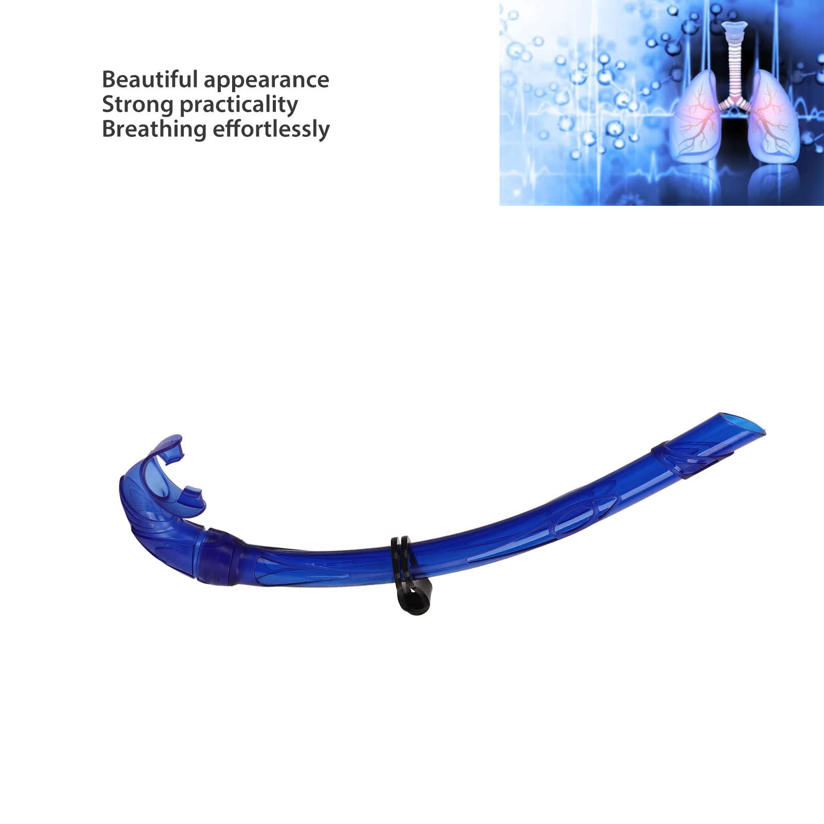 Lybunair Flexible PVC Breathing Snorkel Tube Comfort Grip Mouthpiece for Scuba Diving, Snorkeling, and Freediving Adventures (Blue)