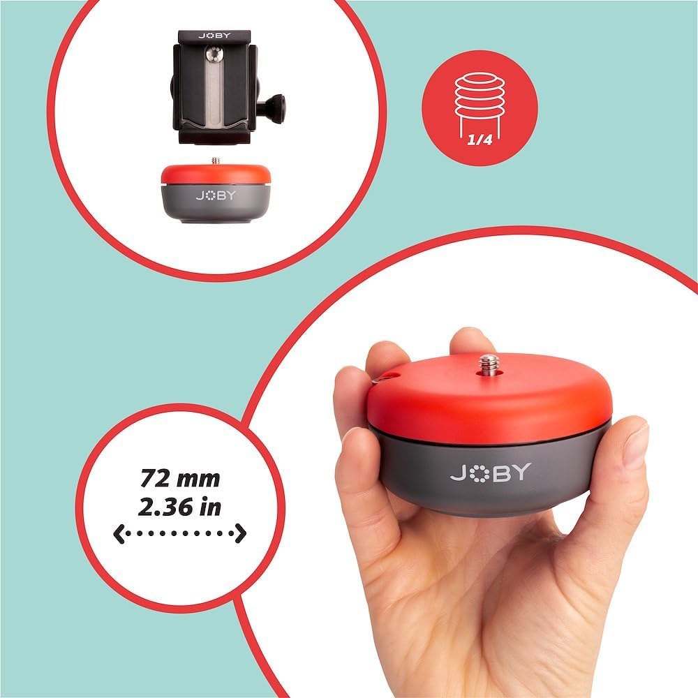 JOBY Spin Phone Mount Kit, Includes Bluetooth Electronic Head, Phone Mount - Motion Control, Motorized Mobile Phone Panning Base, Video Panoramic, Vlogging, Content Creation, Time Lapse, App Control