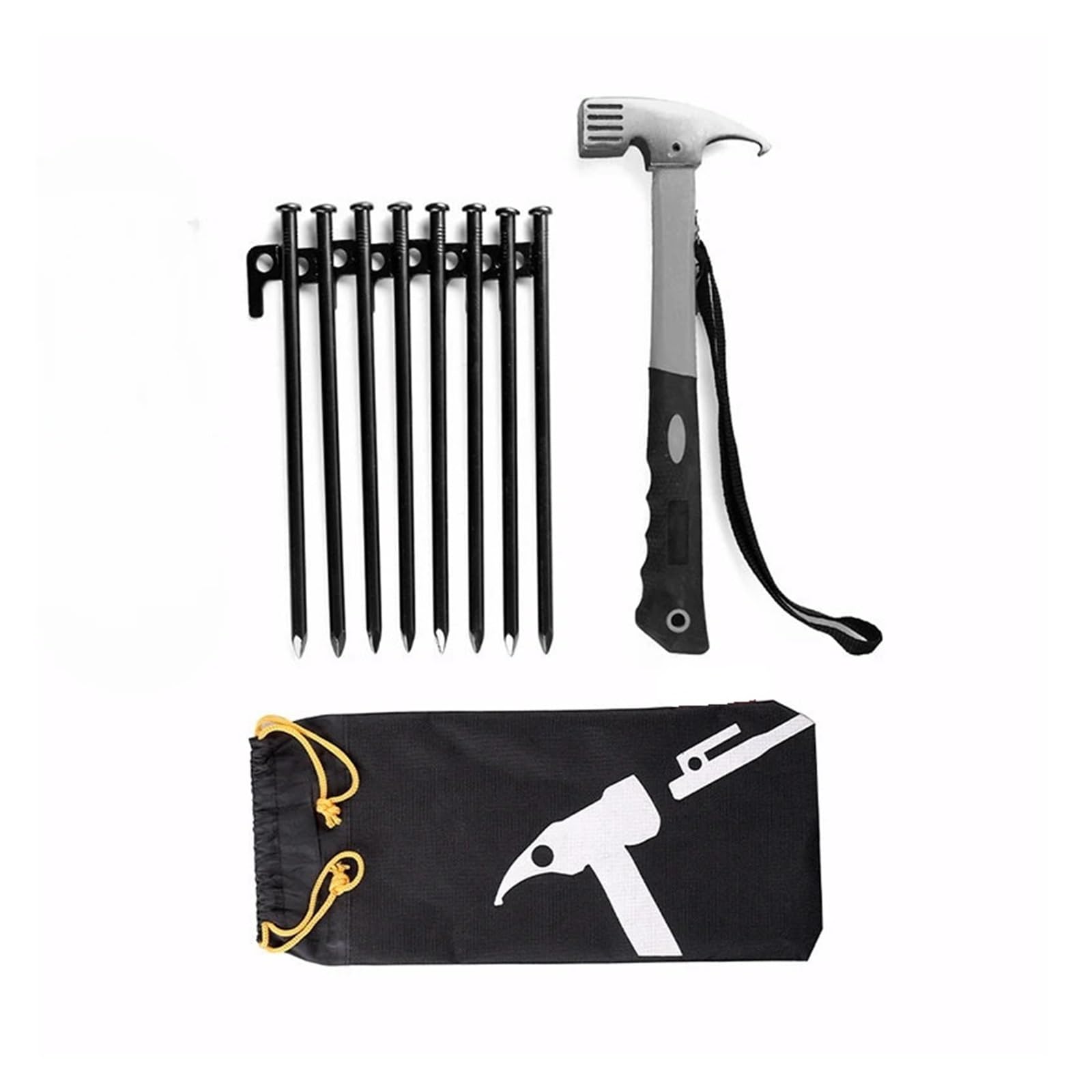 Tent Peg Mallet 8pcs Camping Tent Legs and Hammer Set Tent Stakes Pegging Ground Nails 20/30/40cm Length Outdoor Camper Tourist Supplies
