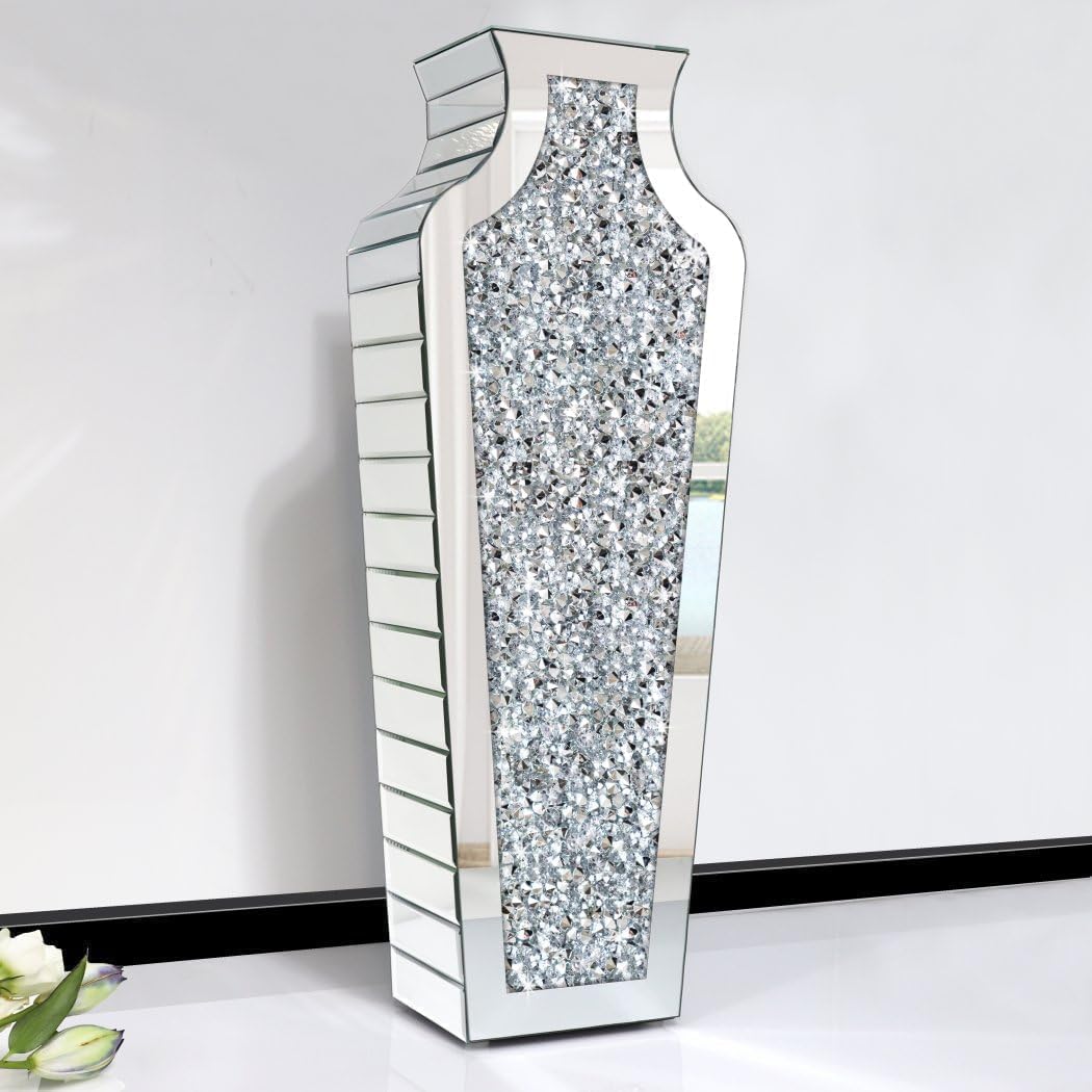 Jayogla Rust And White 68Cm Luxury Curved Glass Vase – Tall Decorative Floor Vase For Home Décor, Living Room & Events