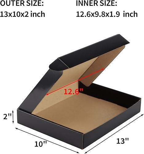 Miniatura 2 de Hoikwo Paquete de 25 cajas de envío de 13 x 10 x 2 para pequeñas empresas, cajas de cartón de embalaje negras, caja de embalaje de correo móvil
