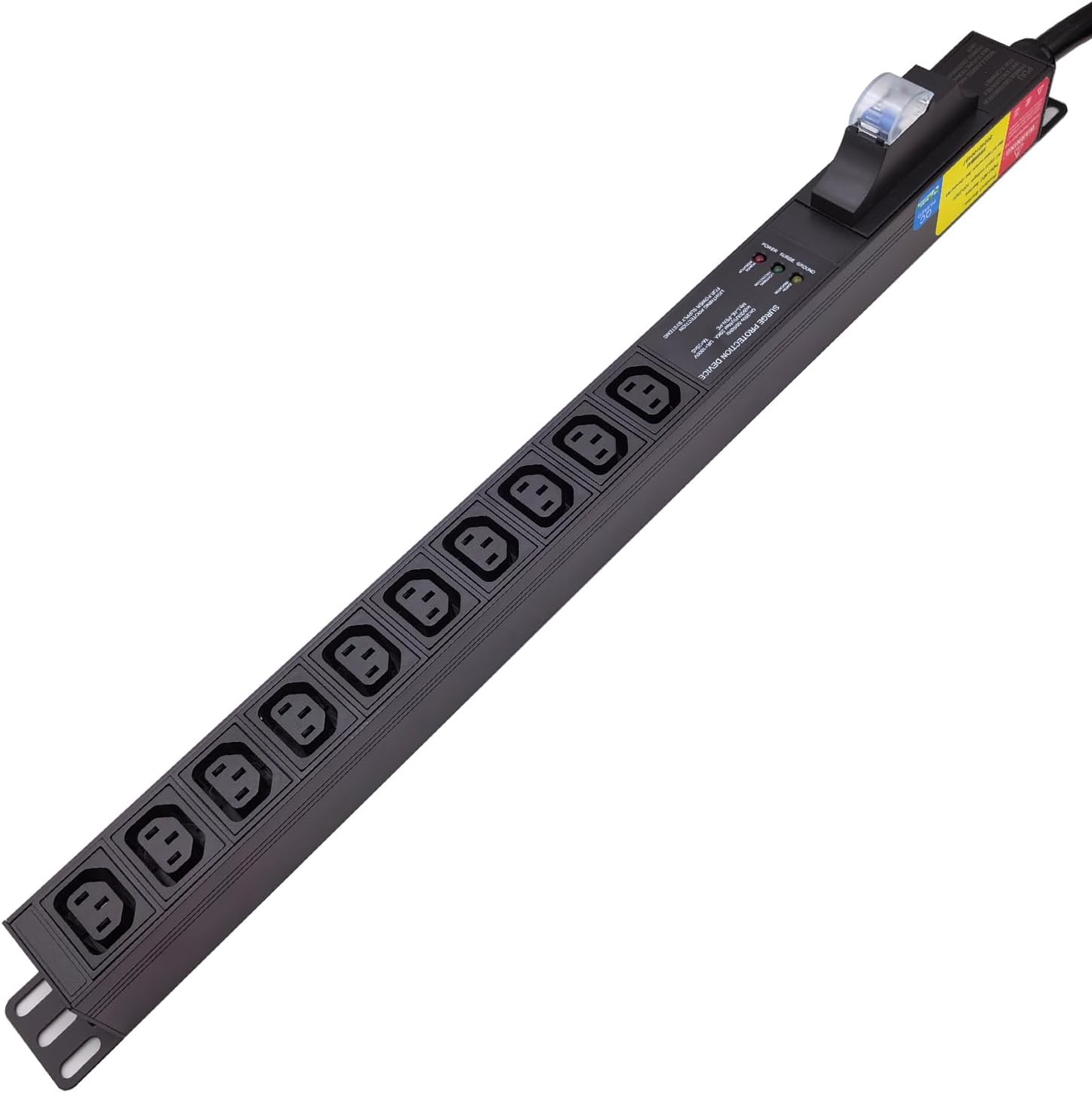 L6-30P 30 Ampere 7200W 10 Position C13 Socket 6-Foot Cable air Switch Anti Electric Shock Surge Module Aluminum Alloy Body 0u Vertical Installation