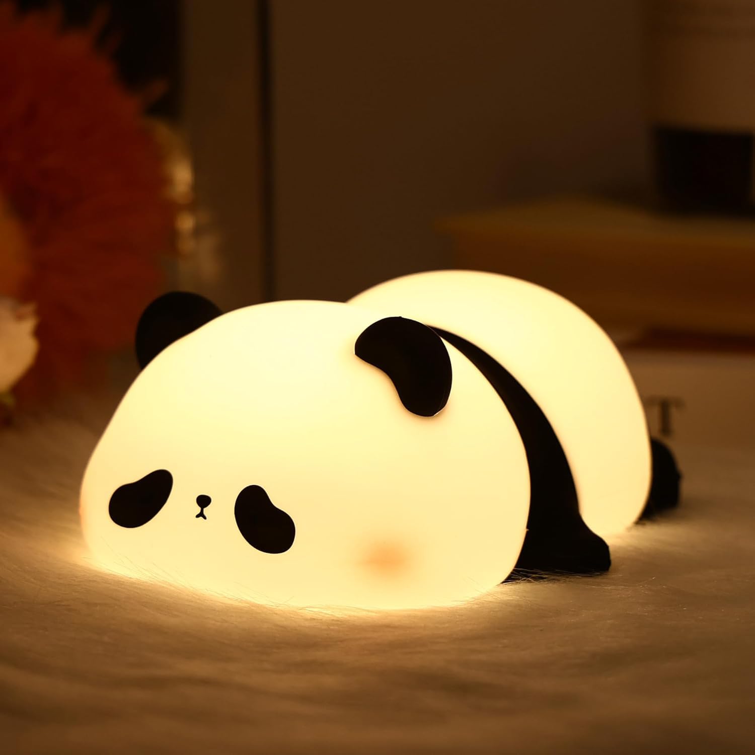 DEZICON Kids Night Light Silicone Sleeping Panda Night Lamp Rechargeable Cute Lamp with 3 Level Brightness Kids Night Lights for Bedroom Baby Nursery Study Desk Decorative Diwali Christmas Light