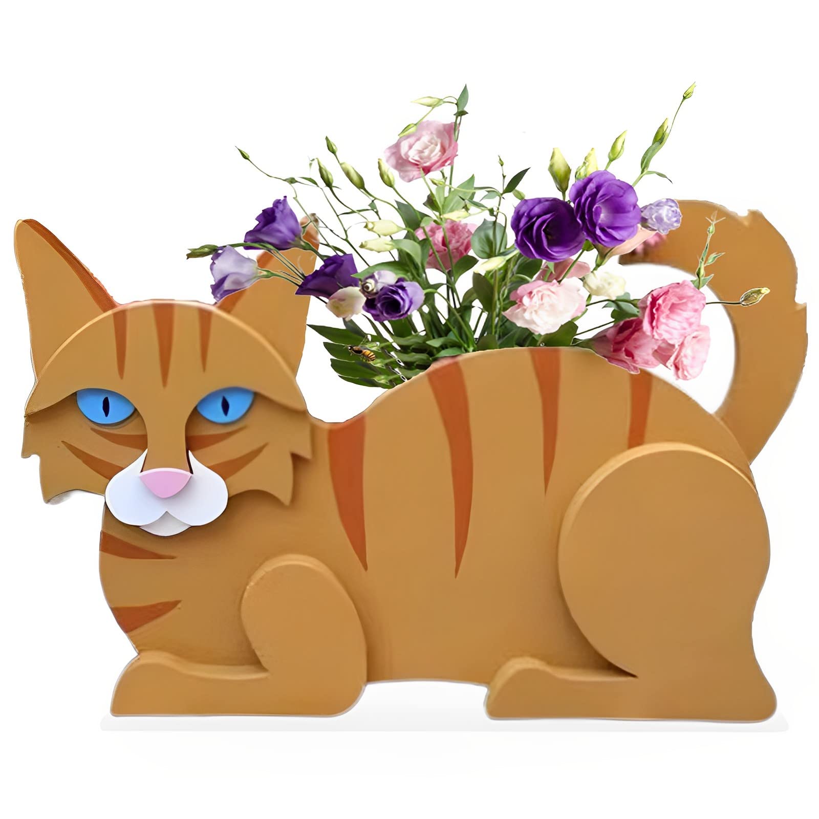 Strolfay Dog Plant Pot - Cute PVC Herb Garden Flower Planter for Indoor/Outdoor Use - Pet Lover Gift - 12.5 * 5.6 * 7.8in (Orange Cat) — image 1
