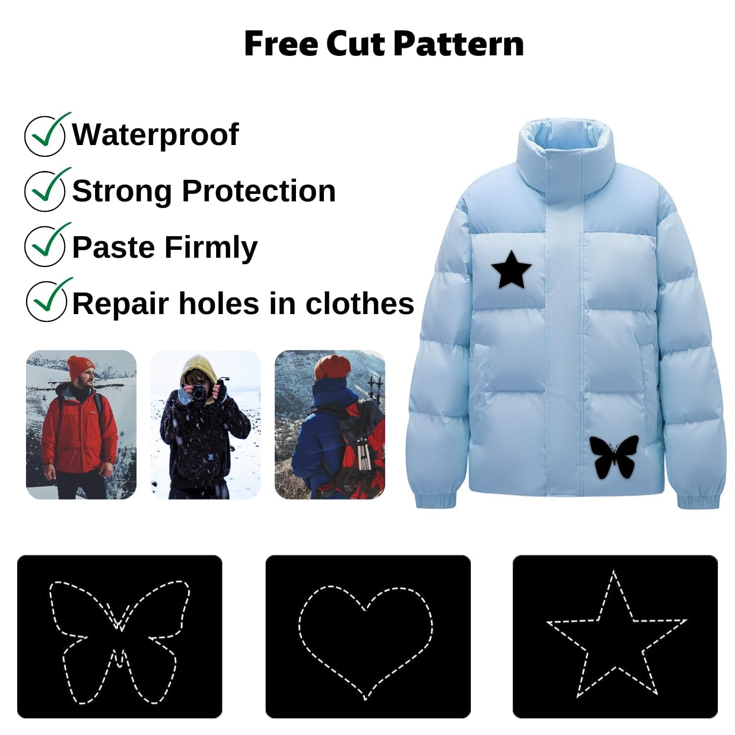 Kit Patch Di Riparazione Per Piumini - 7 Toppe Autoadesive Impermeabili, Colore Marrone Scuro - Foto 5