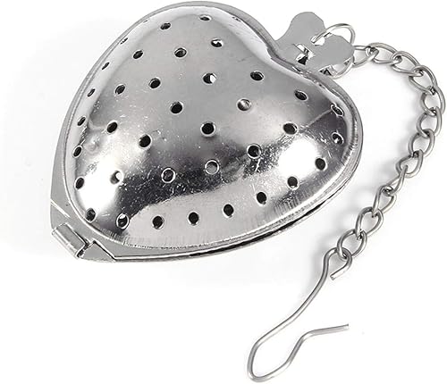 Filtro de té, filtro de té de acero inoxidable, infusor de té en forma de corazón para preparar té de hojas sueltas y especias, con malla fina
