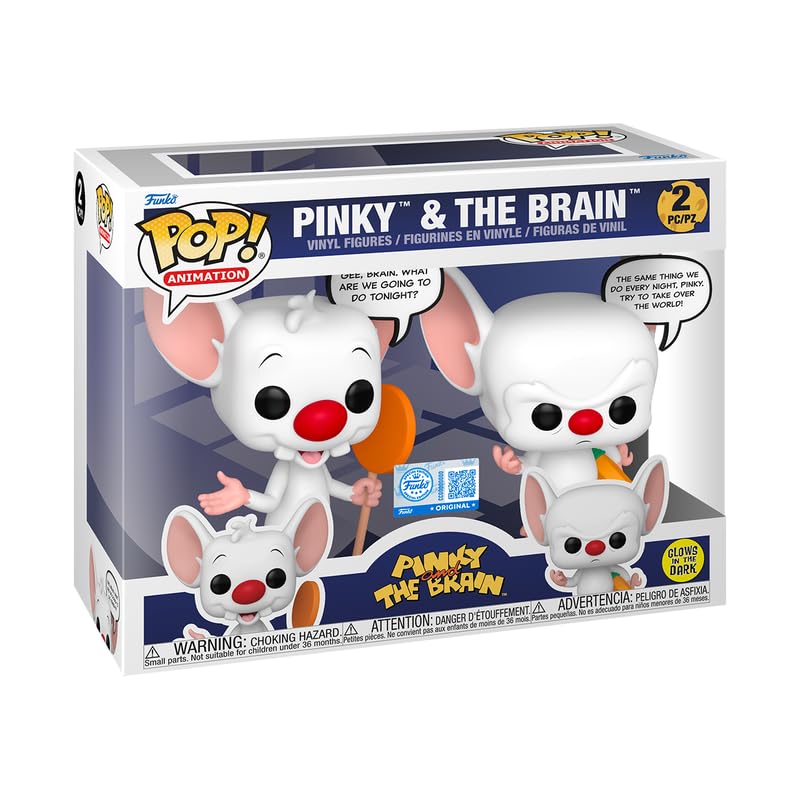 Funko Pop! Animation: Pinky & The Brain - Pinky & The Brain (edición especial que brilla en la oscuridad), paquete de 2