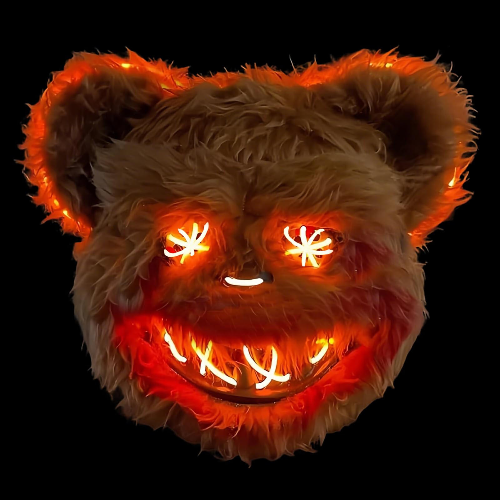 Scary Bunny Bear Mask,Halloween LED Mask for Adults Halloween Cosplay Party