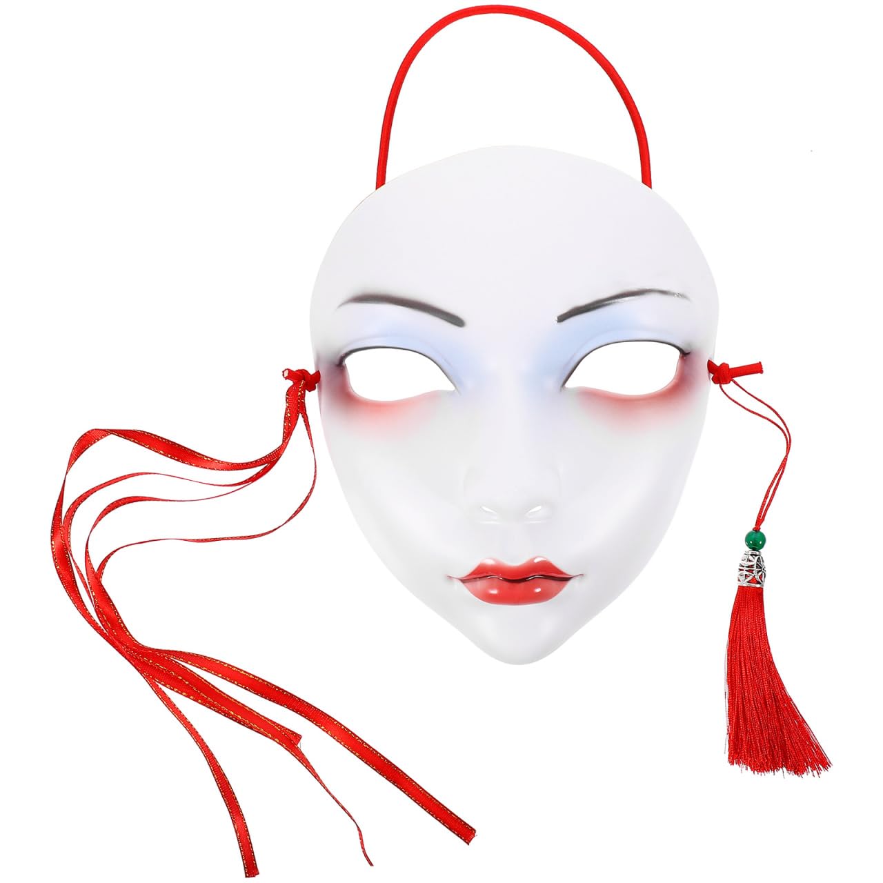 Alipis Chinese Style Hand-Painted Full Face Masquerade Mask for Women, Cosplay Party Accessory, Halloween, Prom, Festival, Comfortable Plastic Material, 7.67 X 6.29 X 2.36 Inches