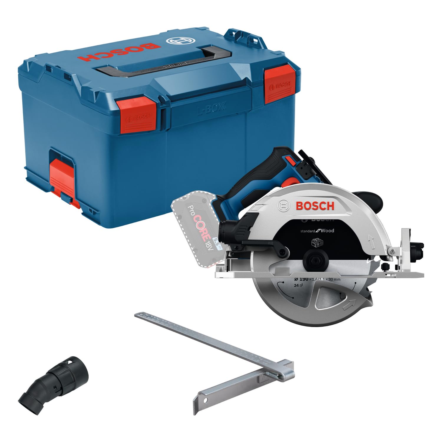 Bosch PRO 18V System Akku-Kreissäge GKS18V-68-2 (inkl. Gehrungsanschlag, Sägeblatt, L-BOXX 238)