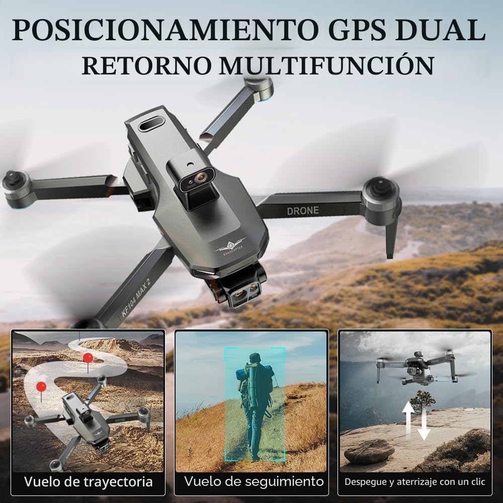 X-Verse KF104 MAX2 Drone 4K HD Cámara, Pantalla RC, 6 km Mando a Distancia, Cardán 3 Ejes, Evitar Obstáculos 4 Dir., GPS Transmisión Drones Cuádrico