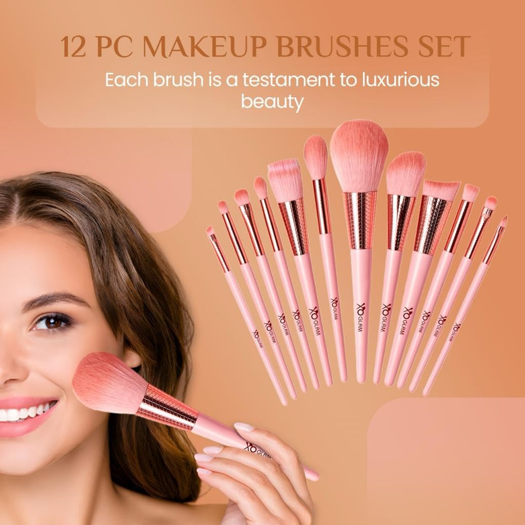 12-teiliges Make-up-Pinsel-Set mit süßem Rosen-Design, hochwertig, synthetisch, Blender, Rouge, Puder, Concealer, Konturen, Augenbrauen, Highlighter, Lippen, Tupfen, Schatten, Fächer,