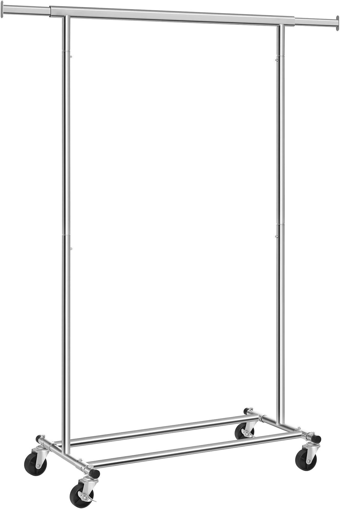 SONGMICS Clothes Rack on Wheels, Heavy Duty Garment Rack with Extendable Hanging Rail, Holds up to 200 lb, Collapsible Clothing Rack UHSR13S