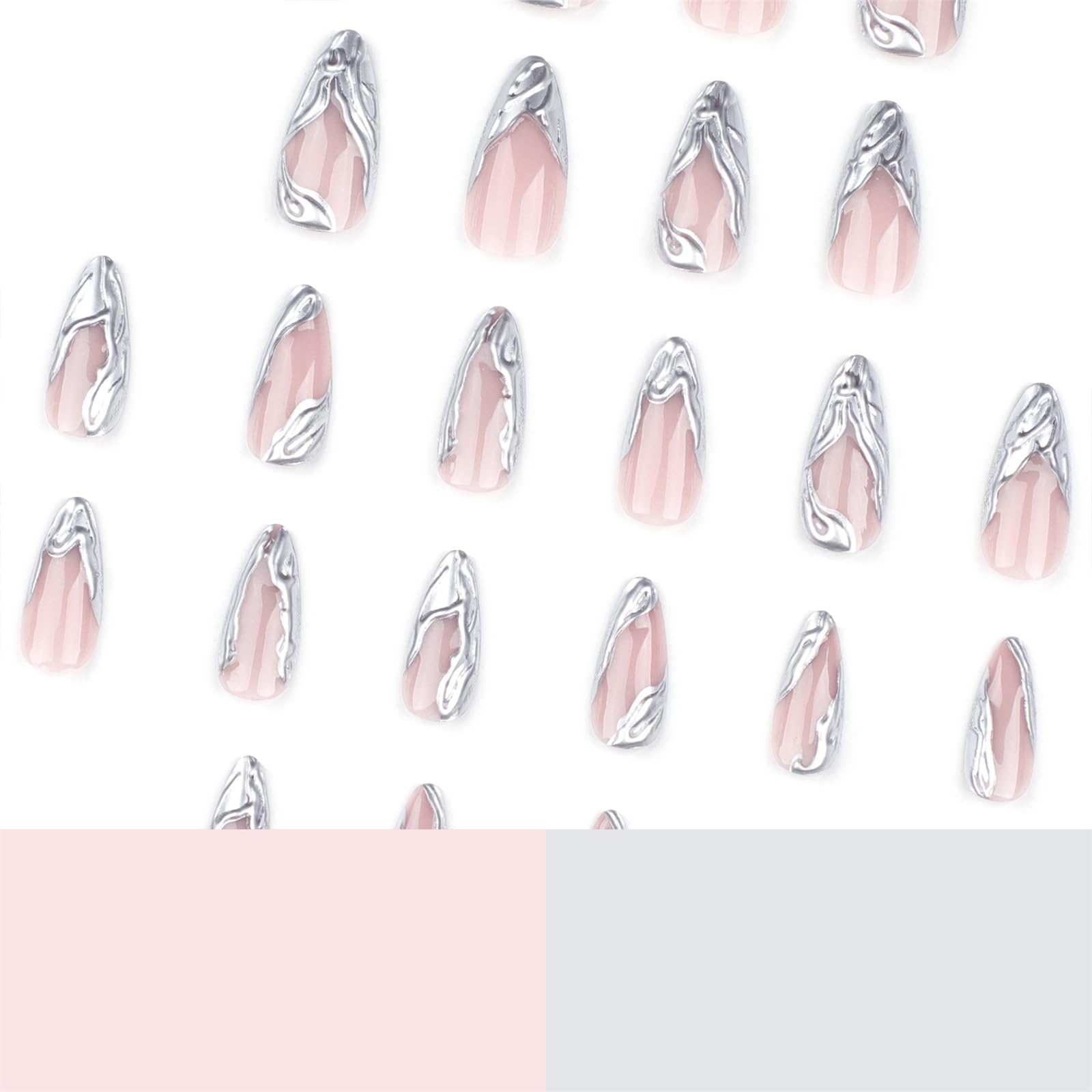 Long Stiletto Press On Nails Nude Glossy Artificial Nail Set_voghion.com