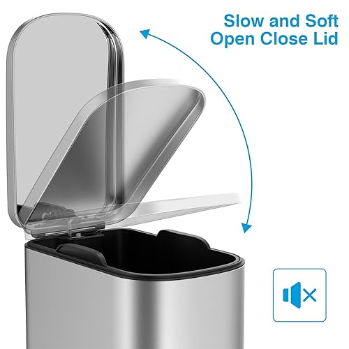 Miniatura 3 de BETHEBEST Bote de basura pequeño de 10 litros 2.6 galones con tapa, cubo de basura delgado para baño con papelera extraíble para dormitorio, oficina