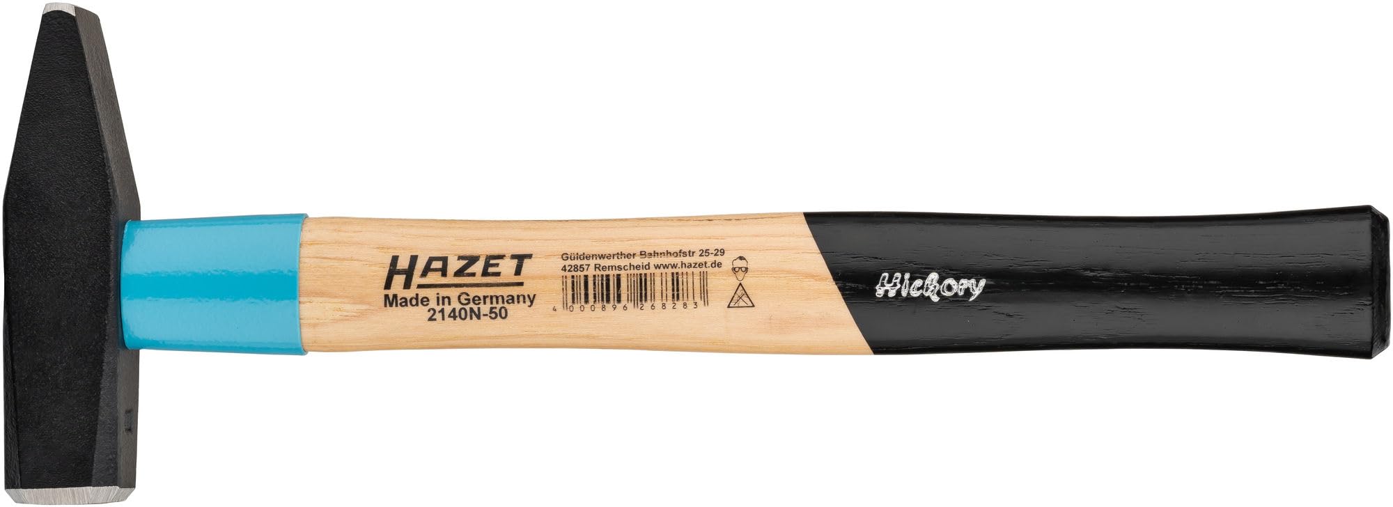 HAZET Schlosserhammer BluGuard 2140N-50, 320mm Länge, 500g Hammerkopf,mit Keilschraube für höchste Sicherheit, Qualitätsstahl und ergonomischem Stiel
