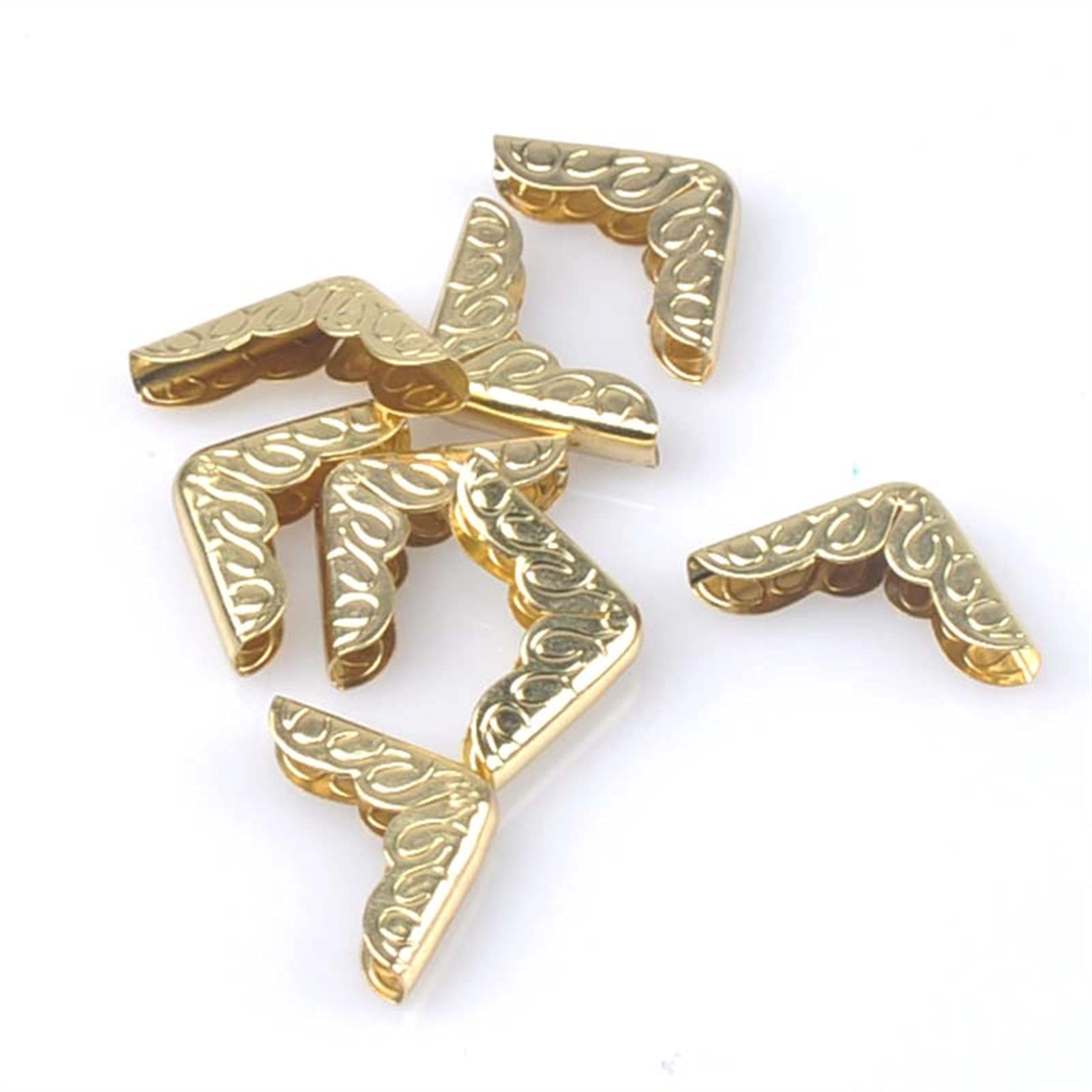 Coins en métal pour livres dorés scrapbooking albums photos menus bricolage PooBa 100pcs
