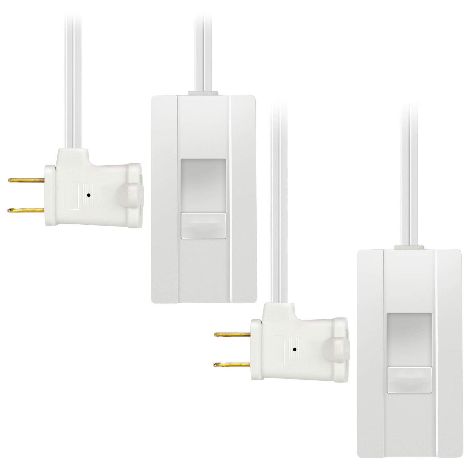 TOPGREENER Table-Top Plug in Dimmer for Table or Floor Lamps, Slide Control, Works with 360 Watt Incandescent and 150 Watt Dimmable CFL/LED, Off at Lowest dim, 6ft Cord, TGTTDL300-W, White, 2 Pack