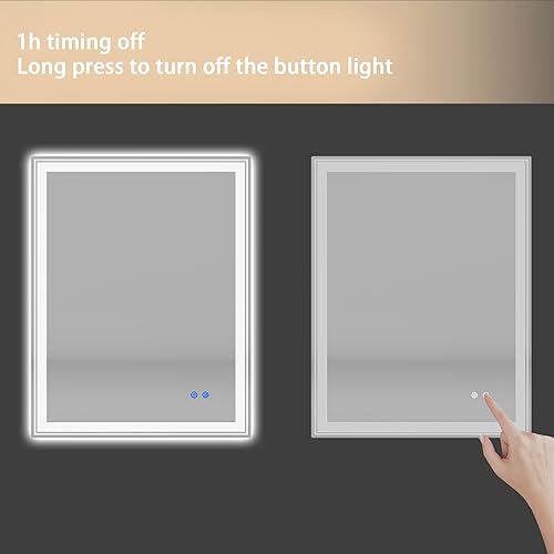 Miniatura 3 de 36×28 inch LED-Lit Bathroom Mirror, Wall Mounted Anti-Fog Memory Adjustable Brightness Front and Back Light Rectangular Vanity Mirror