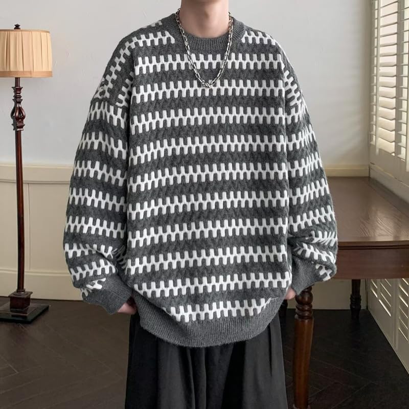 Round Neck Sweater Knit Sweater Autumn and Winter Undershirt Men's top2