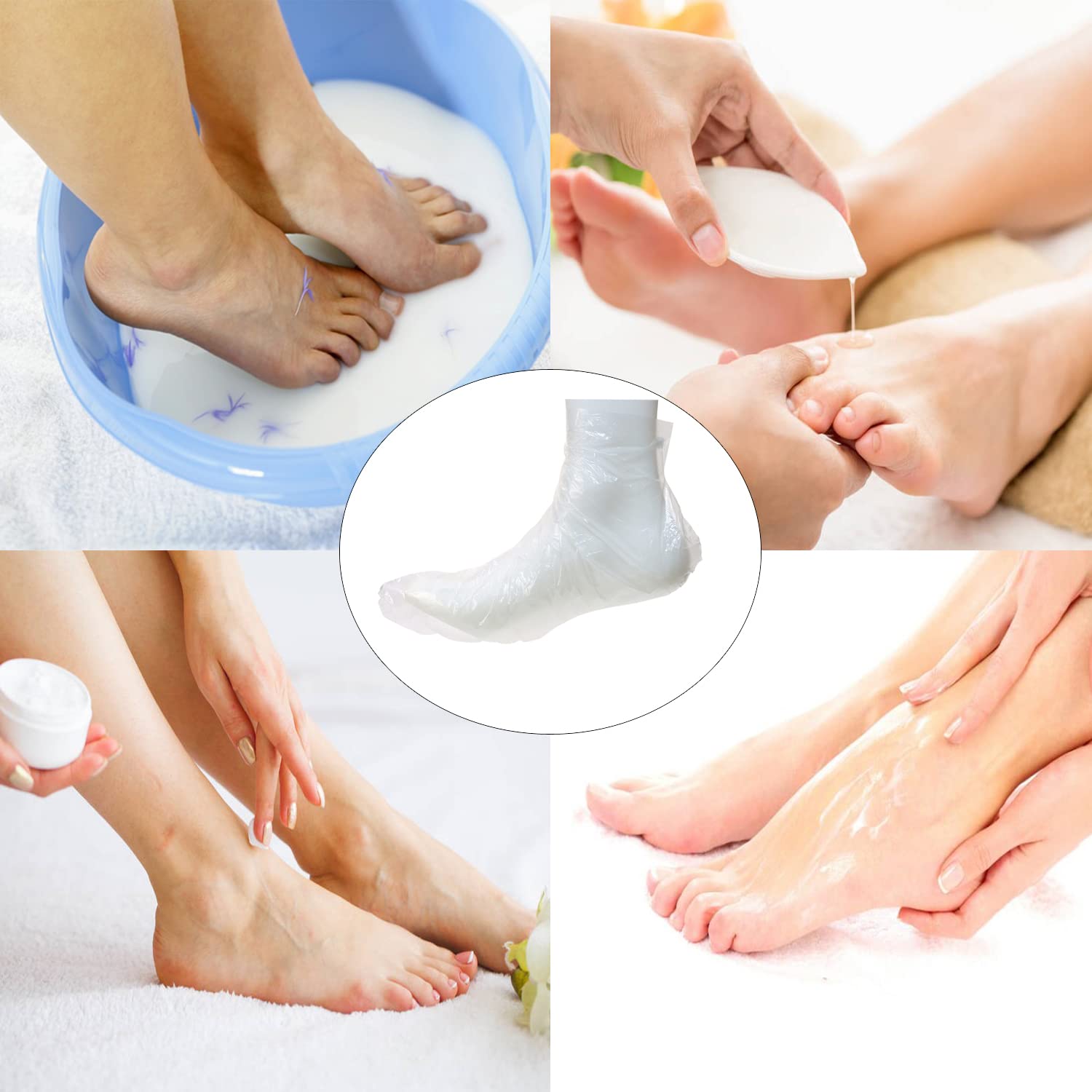 300 calcetines de plástico transparente para hidratar los pies, cera de parafina, revestimientos de baño para bolsas de cuidado de pies, prueba la cubierta de zapatos (calcetín para pies) 5