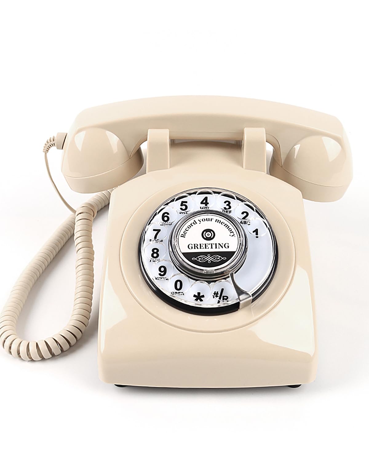 Audio Guest Book for Wedding with Retro Rotary Phone Design - Guest Book Telephone Record Customized Voice Message for Your Wedding, Party and Gathering, Beige