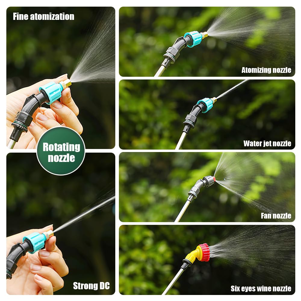 Pulverisateur Electrique, 7.4V Puissant Pulverisateur de Jardin avec 3 Buses Réglables, Autonomie 120 Min, Recharge USB, Lance et Sangle – Arrosage, Désherbage, Herbicide, Insecticide (Vert 8L)