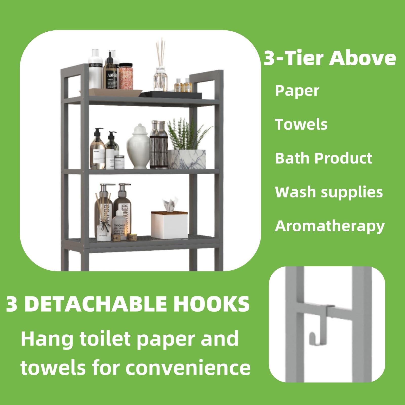 Homeiju Boven het toilet opbergplank, boven toilet badkamer organizer rek