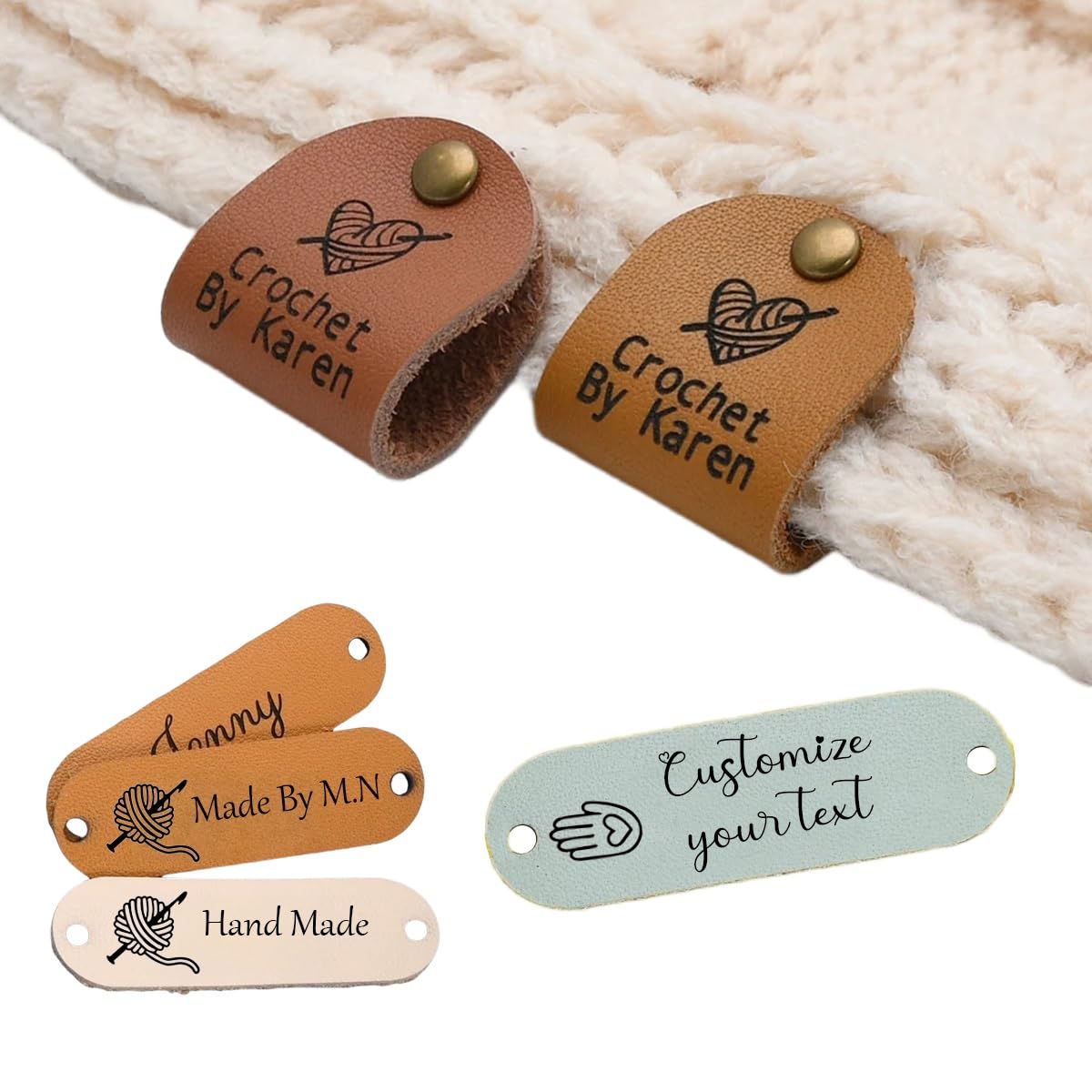 56 Etichette In Pelle PU Per Abbigliamento Fatte A Mano - Etichette Con Fori Da Cucire Per Maglieria, Accessori Fai Da Te, Progetti Di Cucito E Decorazione, Morbide E Resistenti