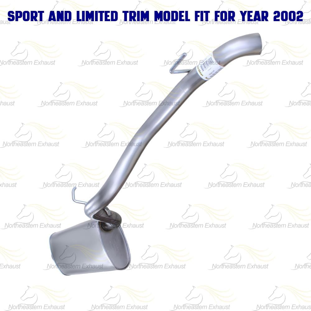 Exhaust Muffler and Tail Pipe Kit Compatible for 2002-2007 Jeep Liberty 3.7L | Stainless Steel | Northeastern Exhaust | Free Clamp Included | Automotive Replacement Part | Direct-Fit