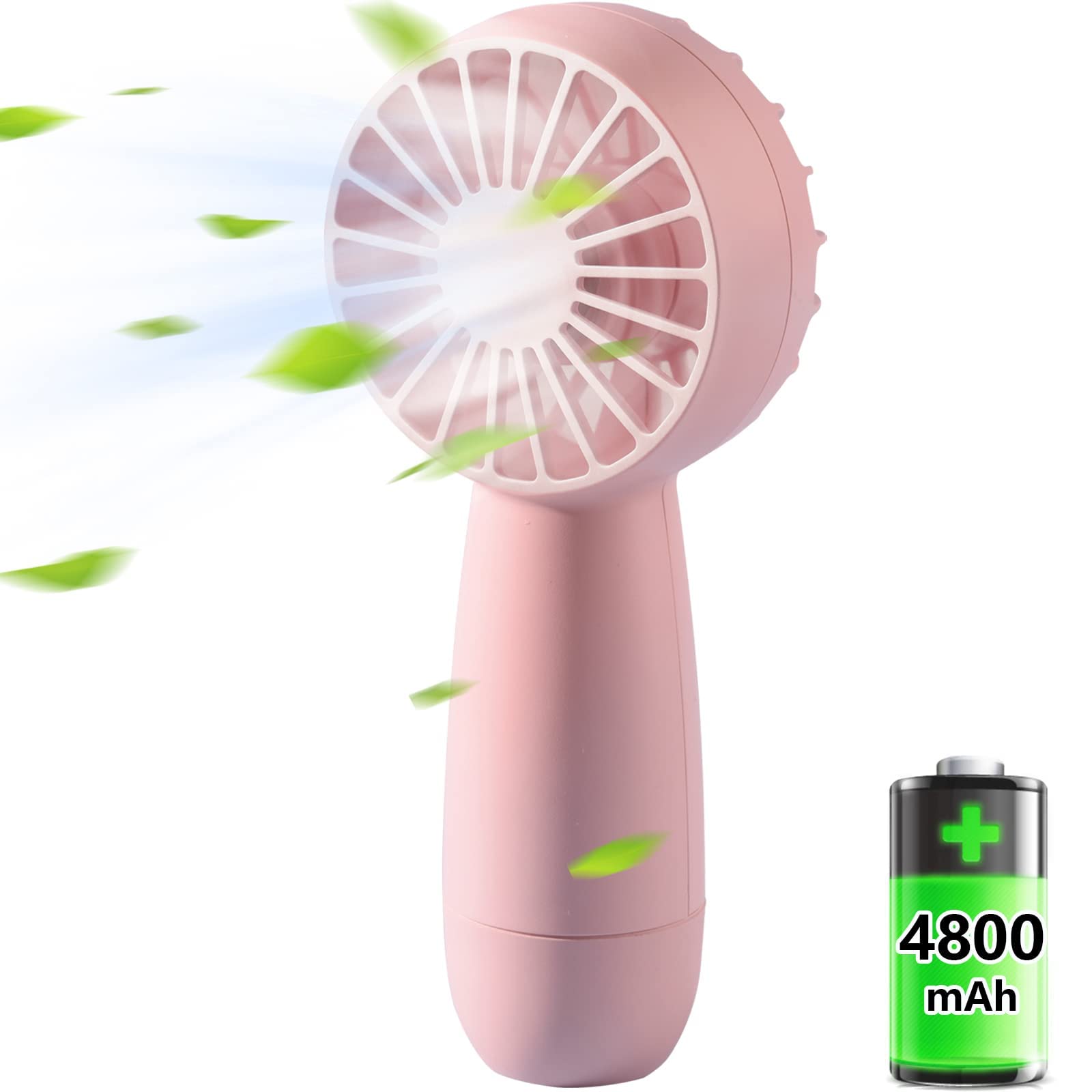 Benpen Portable Hand Fan HandHeld Fan Rechargeable Battery Fans, Mini USB Electric Personal Travel Fan, Small Handy Powerful Desk Table Fan for Travel Home Office Bedroom Outdoor, Pink (D105B)