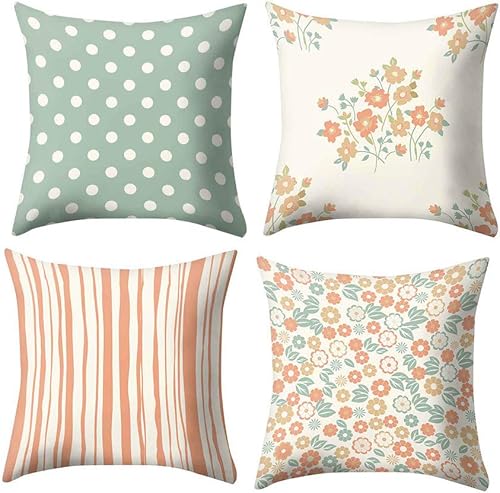 TUNKENCE 4 fundas de almohada de Navidad, fundas de almohada de primavera, fundas de cojín para el hogar, fundas de cojín para sofá, exteriores,