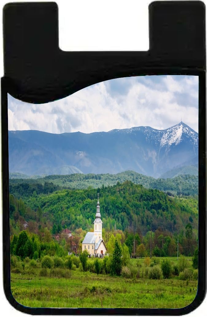 Island Gifting Neoprene Stick-on ID Card Holder for iPhone/Galaxy/Google Android Cases Featuring Image of Romania Landmark - Church in Romania