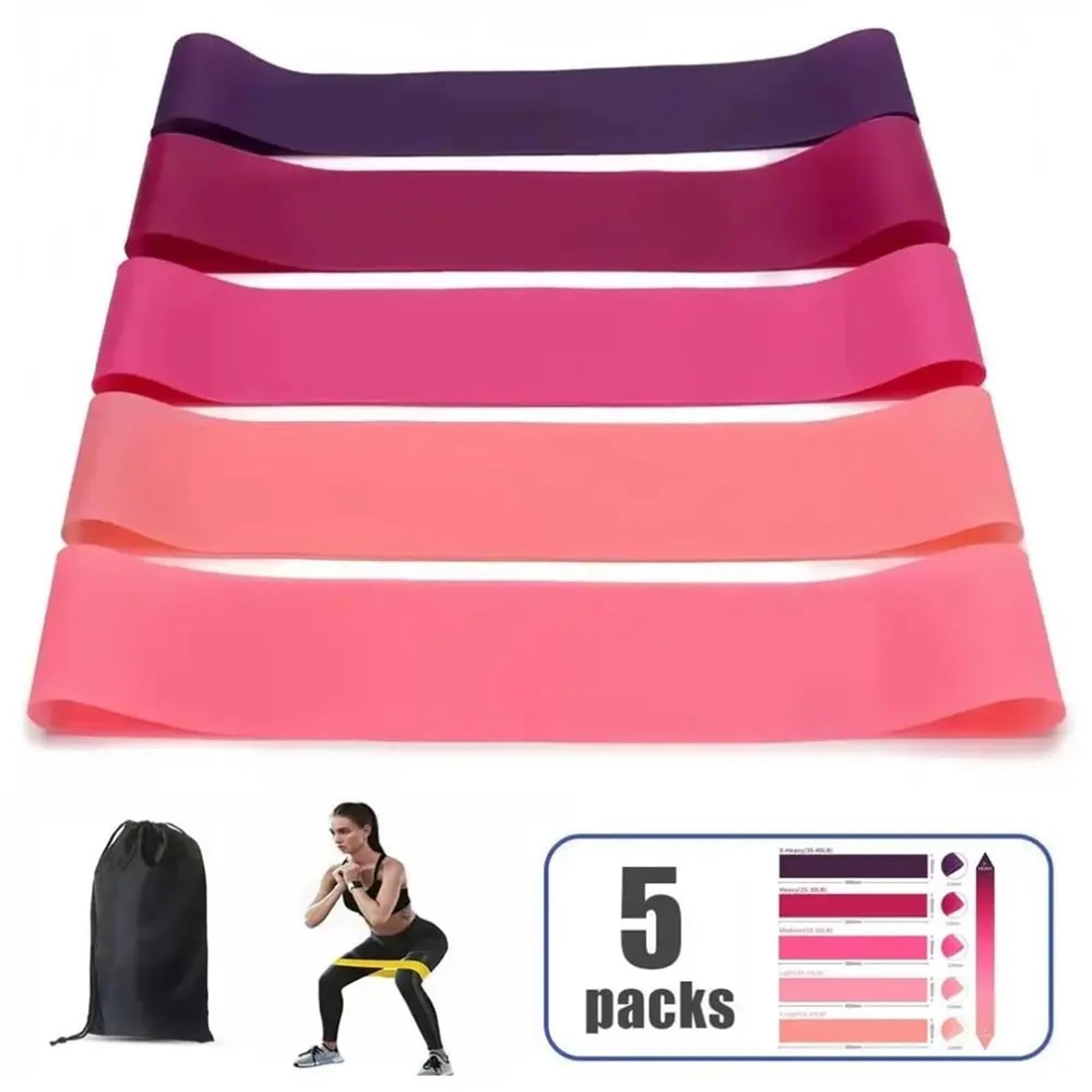 5 fasce elastiche for esercizi, di resistenza Pilates Flexbands ispessite per Allenamento
