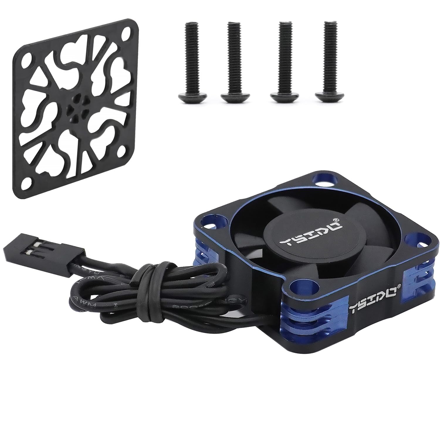 YSIDO Waterproof 3010 RC Cooling Fan 28000RPM Alluminum RC Car Motor Fan with Carbon Fiber Protective Board for RC Car 1/10 1/12 540 550 F540 3650 3660 Motor (Waterproof 3010BL)