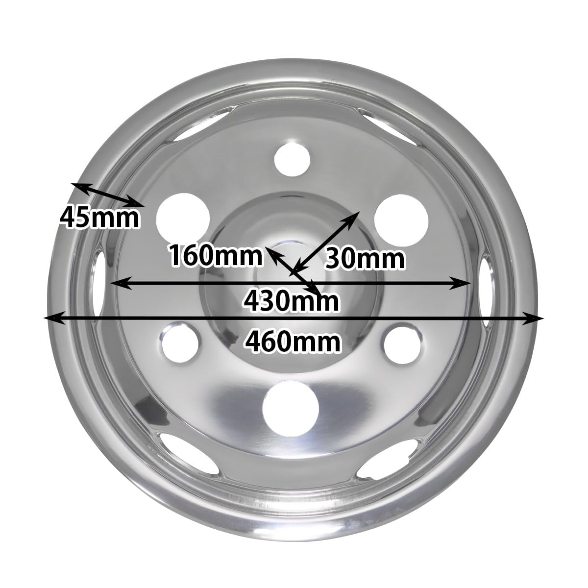 汎用 メッキ ホイールライナー17.5インチ 6穴 前後4枚セット ステンレス ホイールライナー ホイールカバー 17.5インチ 6穴 前後4枚