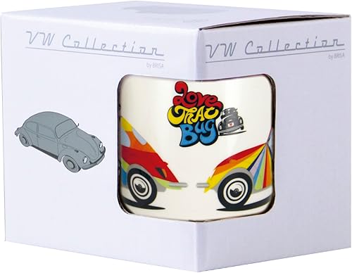 Miniatura 6 de BRISA VW Collection - Taza grande de cerámica para café, té y capuchino, diseño de escarabajo (12.5 fl oz/12.5 fl oz/rayas/multicolor)