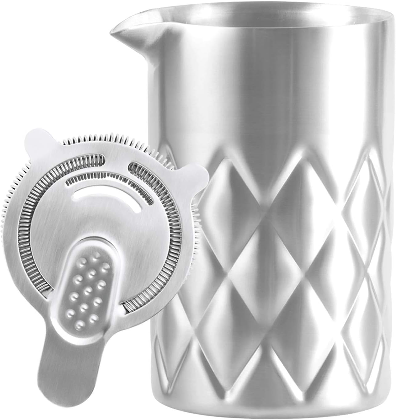 Stainless Steel Mixing Glass-Cocktail Mixing Glass with Hawthorne Strainer Double-Wall Steel Bar Tools Unbreakable Accessories 18oz 550ml Wonderful Gift Design …