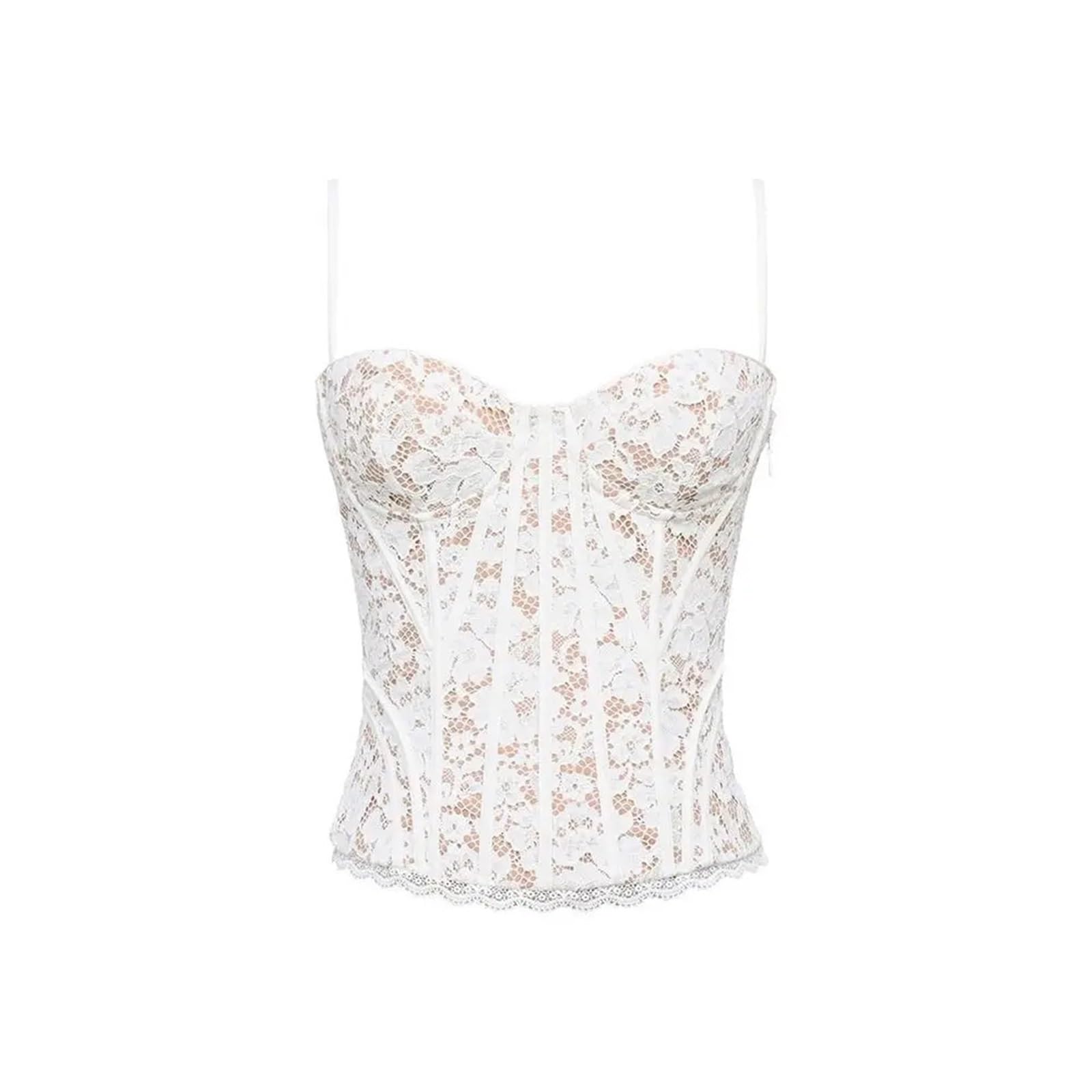 Camiseta Encaje Fishbone Corsé de Encaje sin Mangas a la Moda, Tops con Espalda Descubierta, corsé Cintura Espina Pescado Tirantes Finos, Camiseta Ajustada Elegante y Sexy