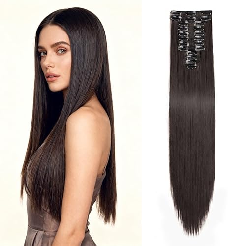22inch Clip in Hair Extensions - Dark Brown