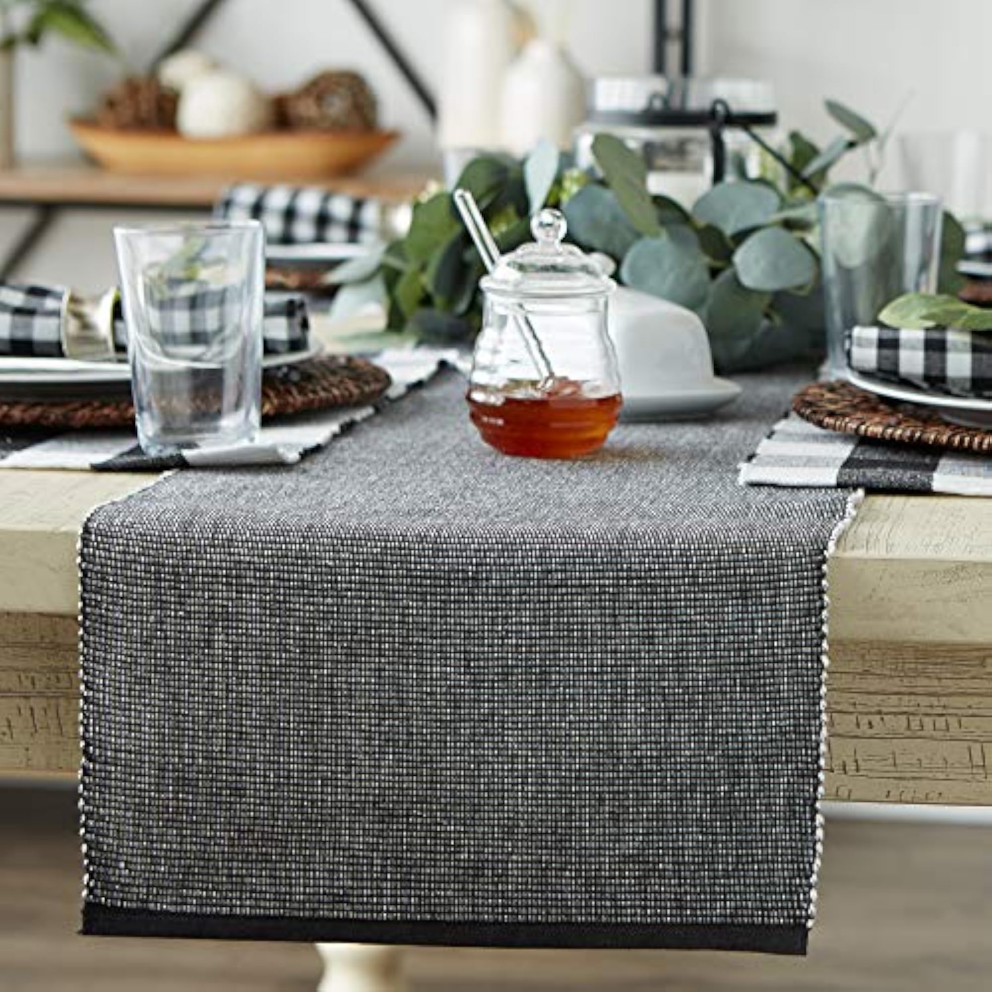 Two-Toned Collection Tabletop Table Runner, Black
