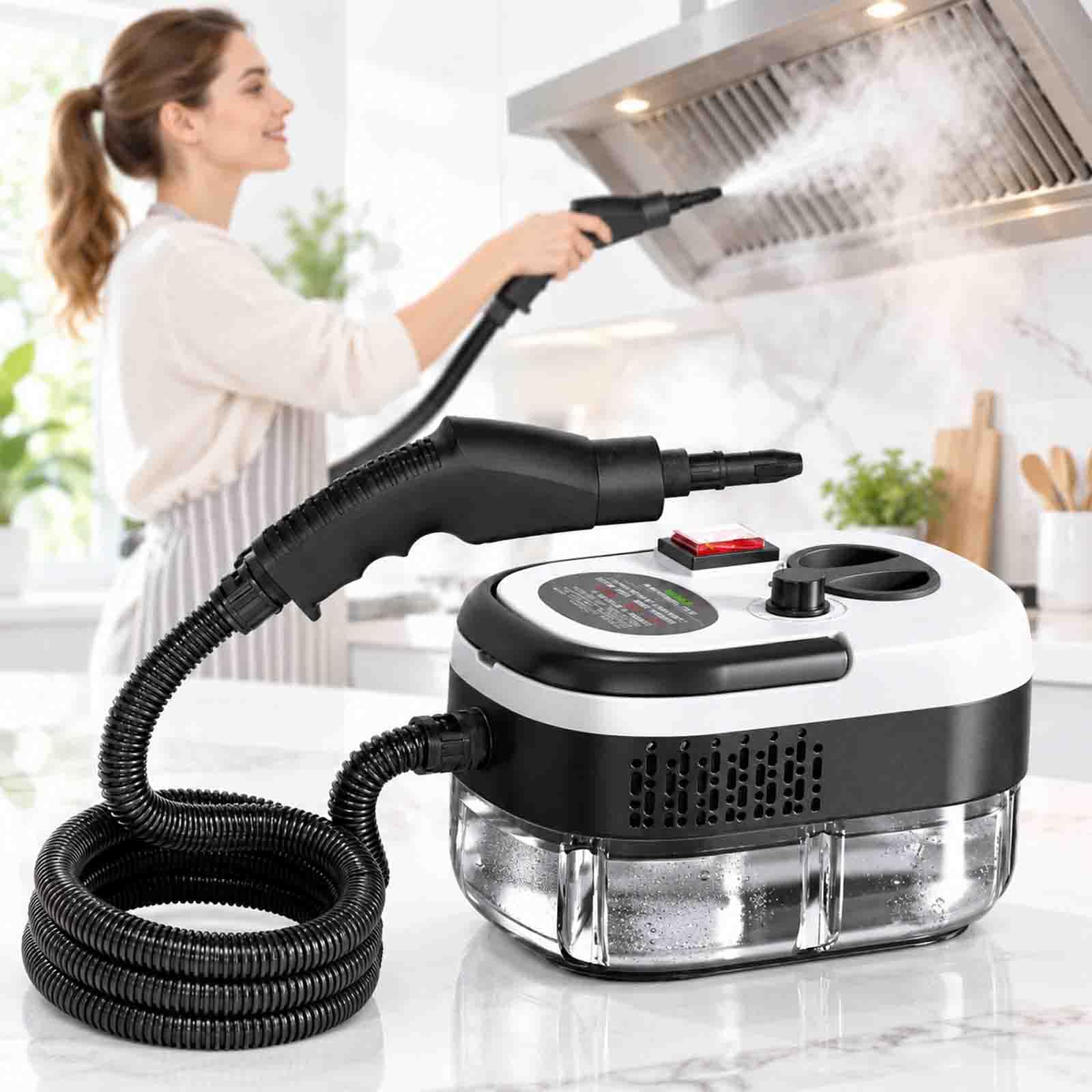 Pulitore A Vapore Portatile Da 2500 W, Con 3 Testine, 6 Velocità Regolabili, Riscaldamento Rapido In 10 Secondi, Vapore Ad Alta Temperatura Di 105 °c, Serbatoio Dellacqua Da 1,2 Litri White